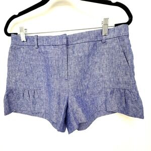 J.Crew Linen Oxford City Fit Short Women 6 Blue Chambray Low Rise